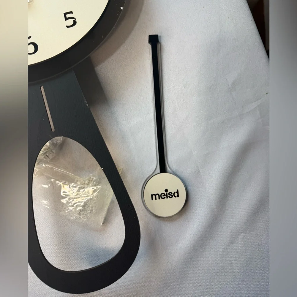 Meisd Black and Cream Wall Clock with Pendulum 22 In. NIB